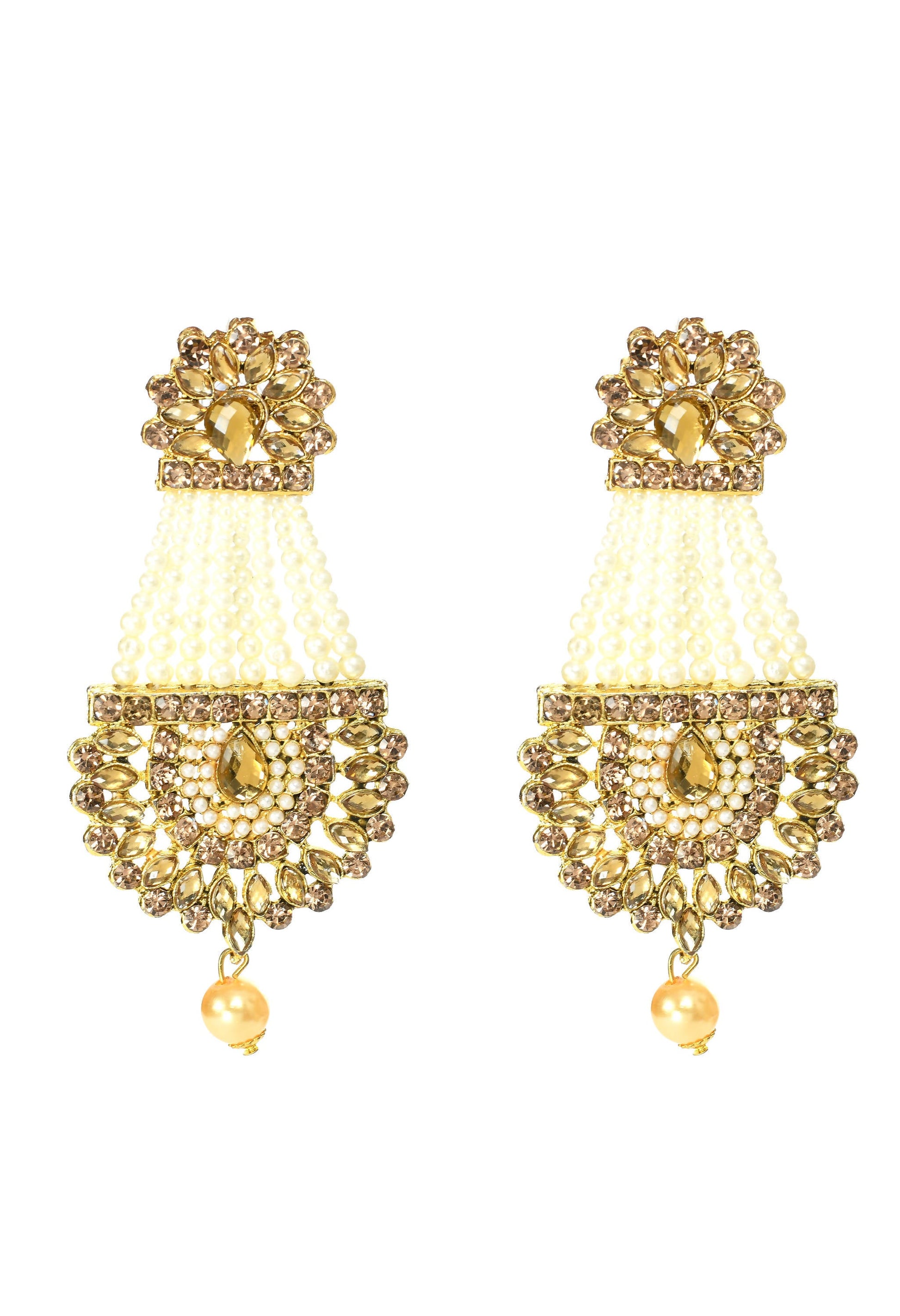 Mominos Fashion Johar Kamal Earrings With Kundan & Pearls Work - Grab2buy