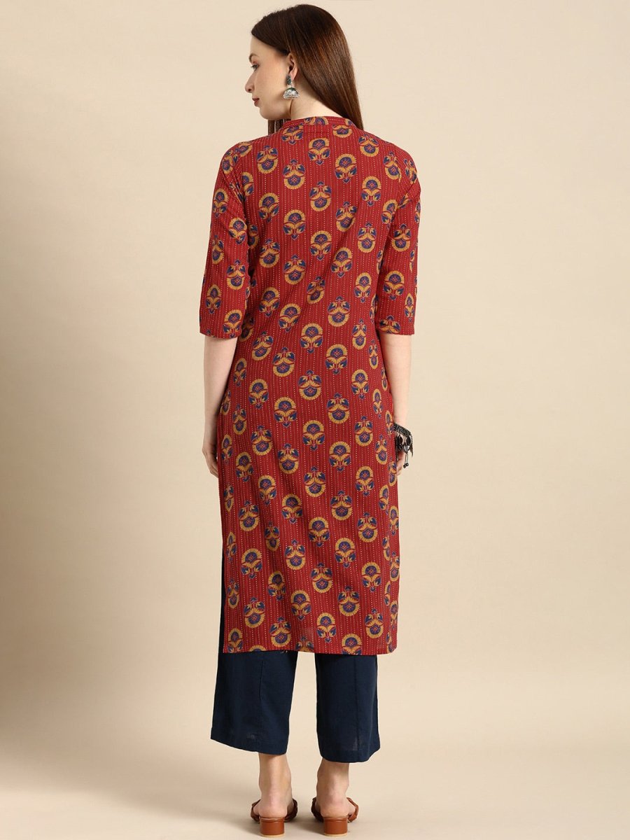 All About You Women Brown Ethnic Motifs Printed Regular Kurta