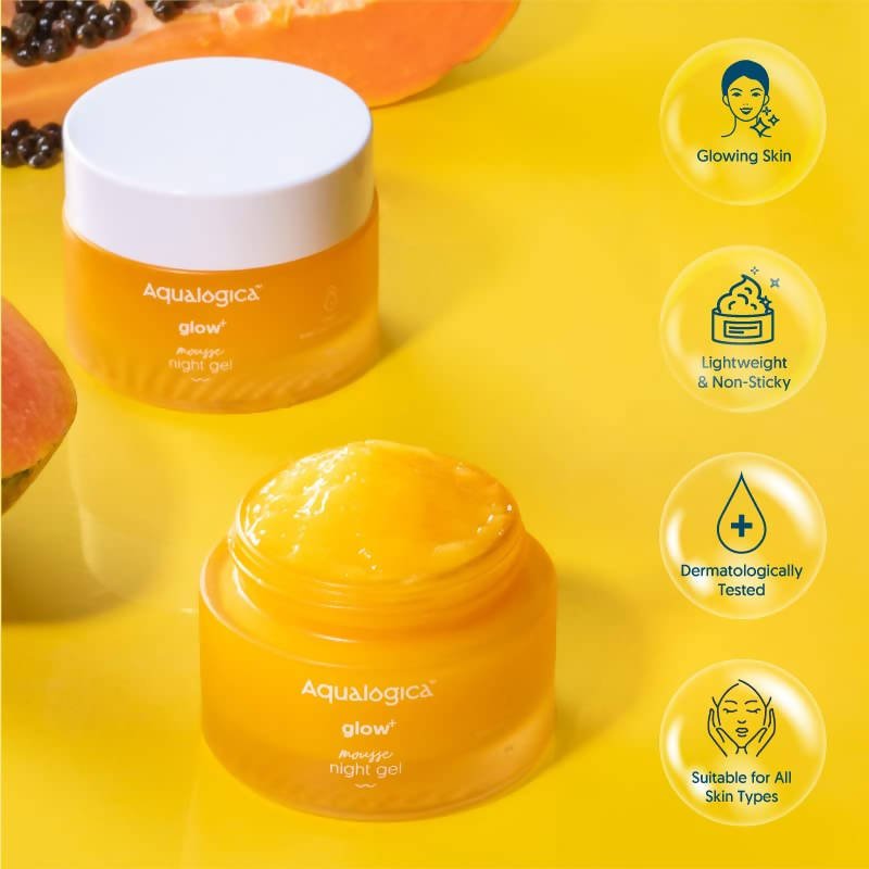 Aqualogica Glow+ Mousse Night Gel With Vitamin C & Hyaluronic Acid