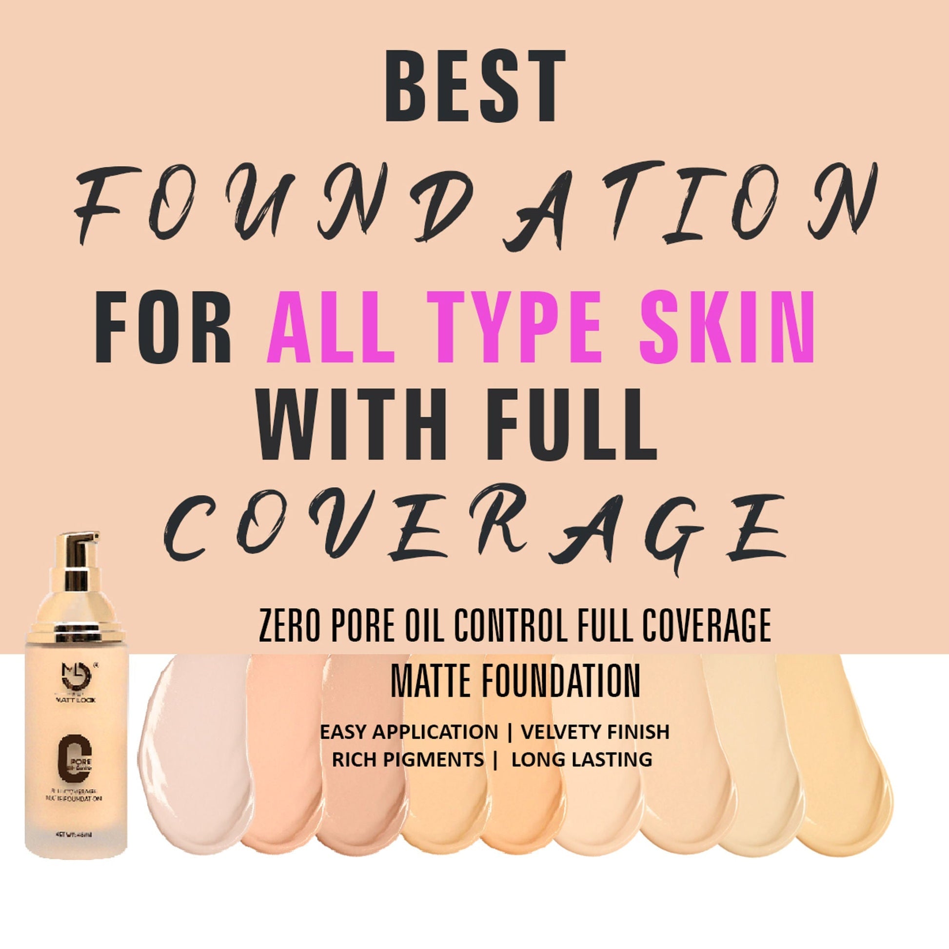 Matt Look Zero Pore Oil Control Full Coverage Matte Foundation - Warm Nude 