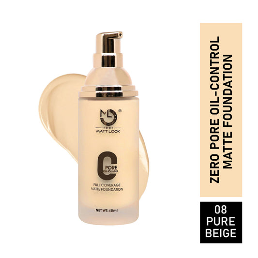 Matt Look Zero Pore Oil Control Full Coverage Matte Foundation - Pure Beige 