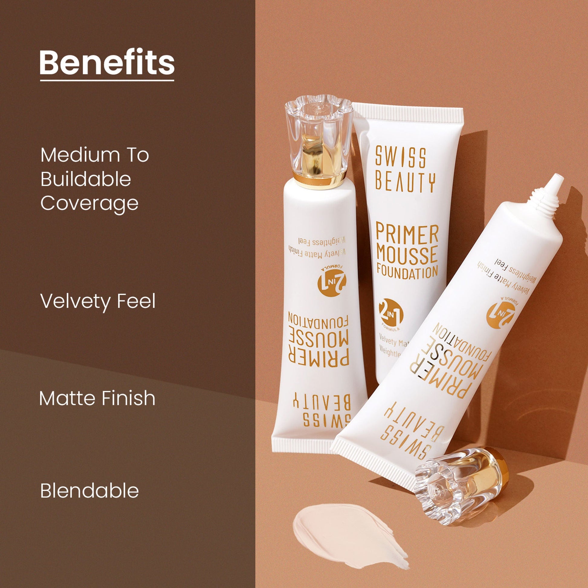 Swiss Beauty Primer Mousse Foundation - 09 Light Almond