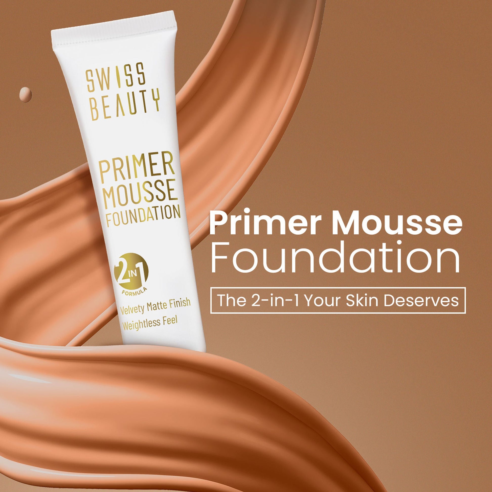 Swiss Beauty Primer Mousse Foundation - 10 Caramel Roast