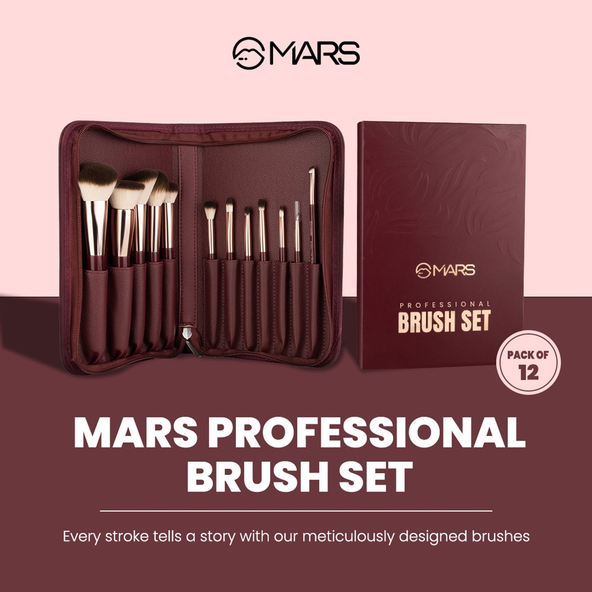 MARS Cosmetics Professional Makeup Brush - Set Of 12 
