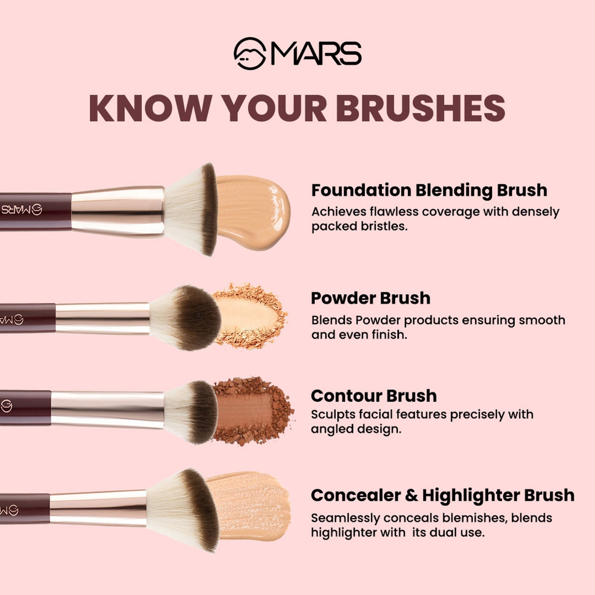 MARS Cosmetics Professional Makeup Brush - Set Of 12 