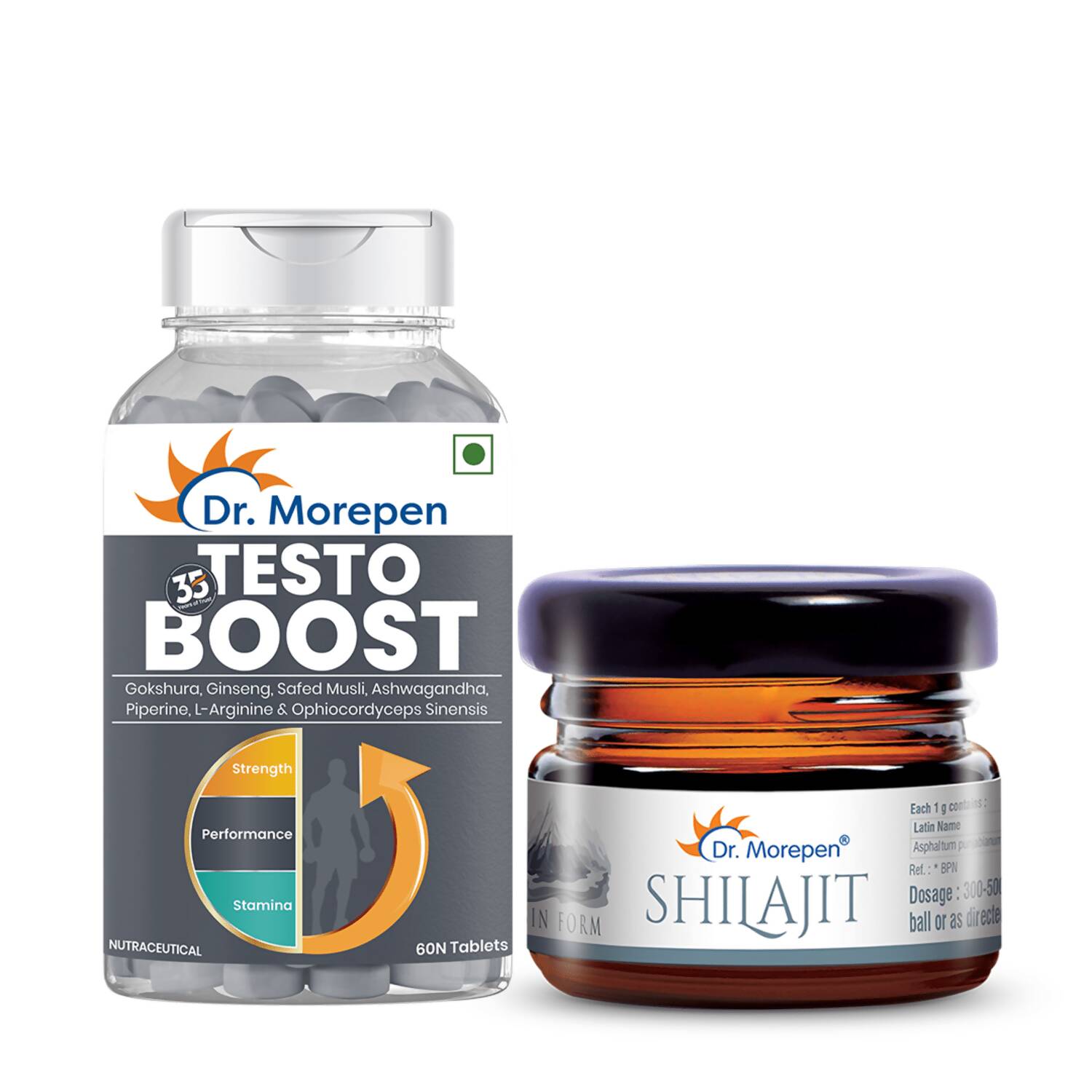 Dr. Morepen Natural & Pure SJ Resin and Testo Boost Tablets Combo 
