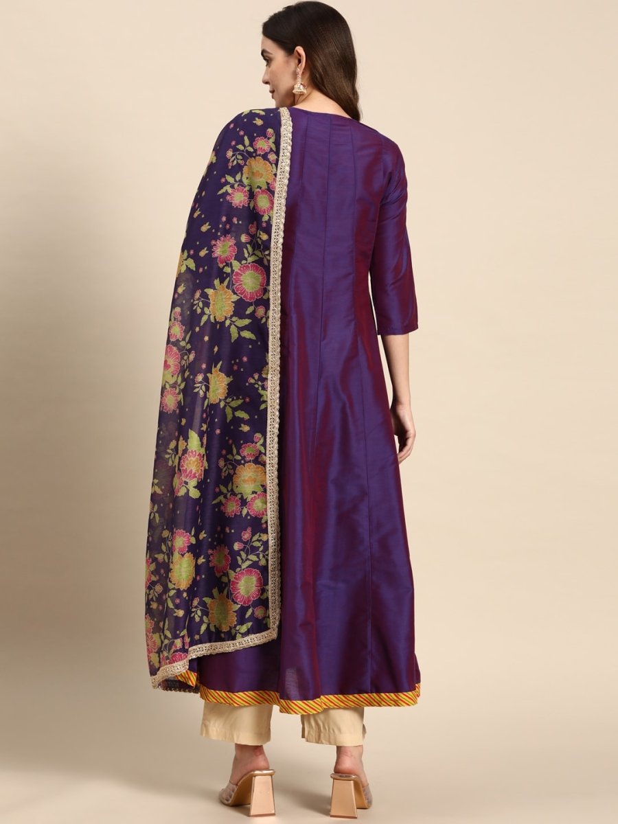 All About You Women Keyhole Neck A-Line Kurta & Dupatta