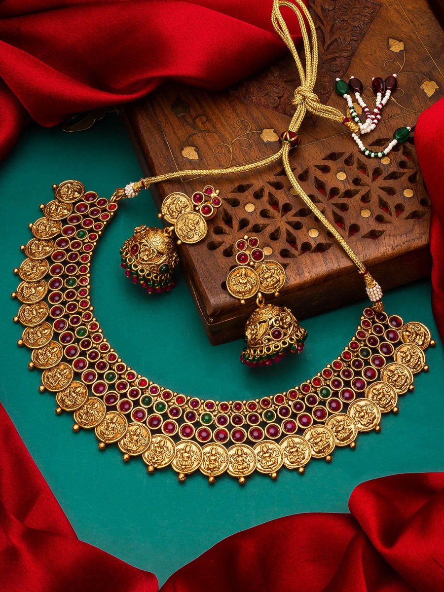 Aadita Gold-Plated & Pink Stone Studded Handcrafted Jewellery Set - Grab2buy