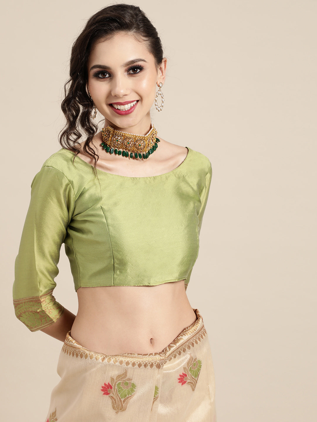 Saree Mall Ethnic Motifs Silk Blend Saree with Woven Design Border