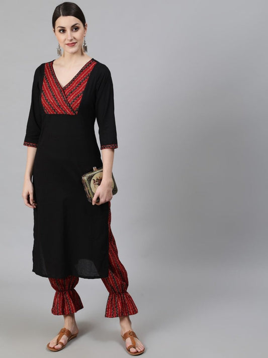 Aks Ethnic Motifs Yoke Design Pure Cotton Kurta And Trousers