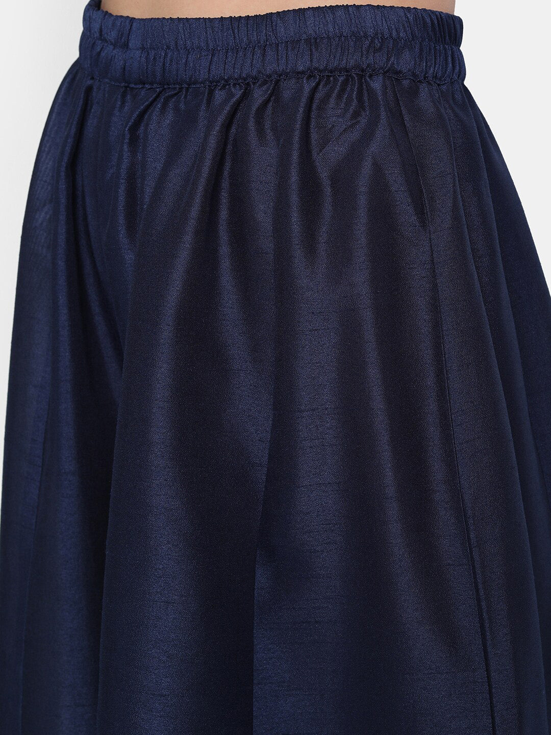 Janasya Women Blue Printed Kurta with Palazzos & Dupatta