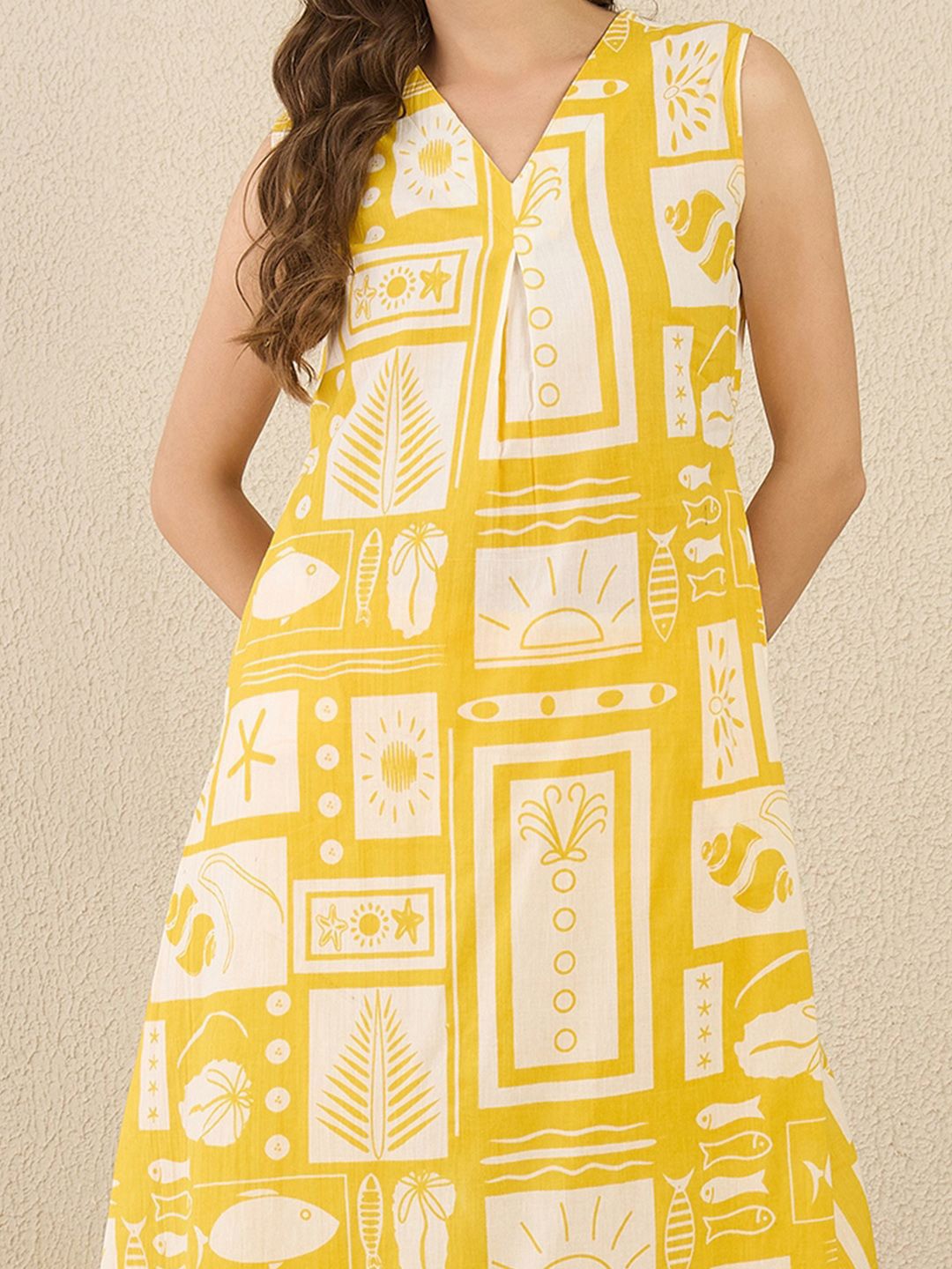 Indo Era Women Ethnic Motifs Printed Pleated Pure Cotton Kurta with Trousers