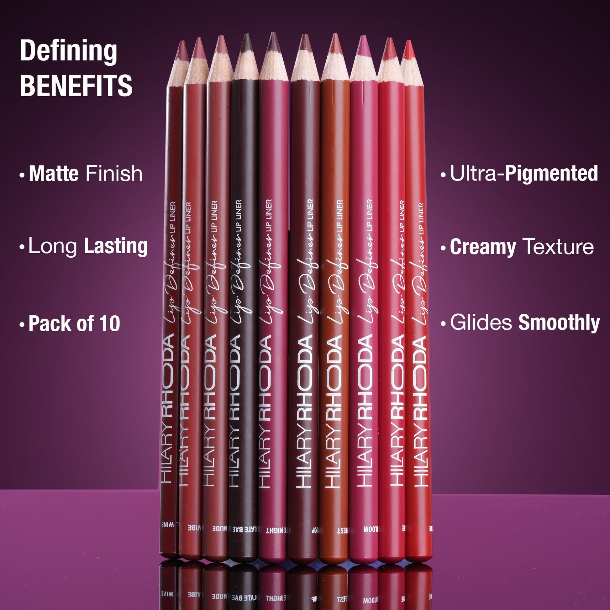Hilary Rhoda Lip Definer Matte Lip Liner - Set Of 10
