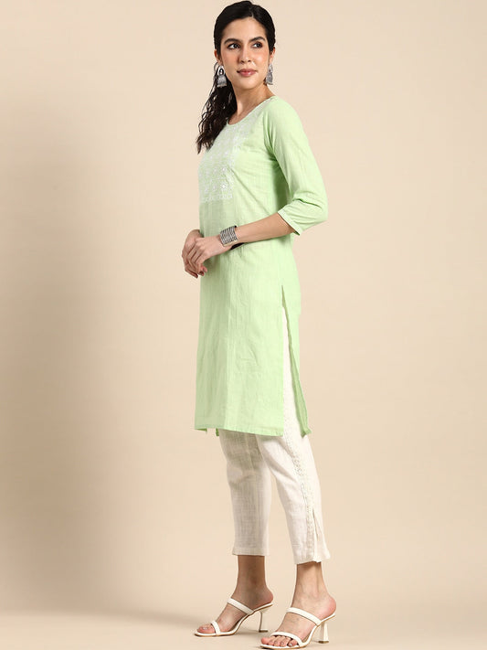 Sangria Women Ethnic Motifs Embroidered Mirror Work Kurta - Grab2buy