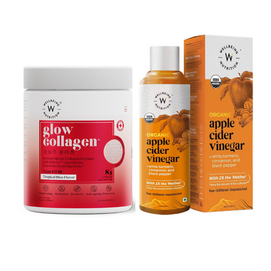 Wellbeing Nutrition Glow Korean Marine Collagen Peptides & Organic Apple Cider Vinegar with 2X Mother Combo Nutritionalab Private Limited