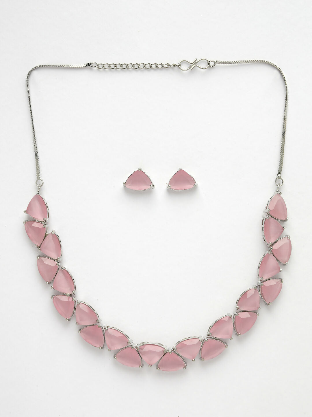 NVR Women's Pink Artificial Stones Studded Handcrafted Jewellery Set - Grab2buy