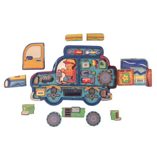 Nesta Toys Wooden Car Puzzle for Kids, Educational Toys & Puzzle (4+ Years), 2 Layer Puzzle