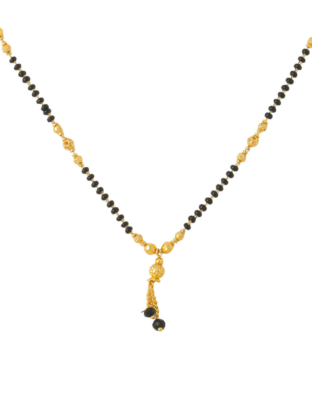 NVR Women Ethnic Gold-Polished Beaded Mangalsutra