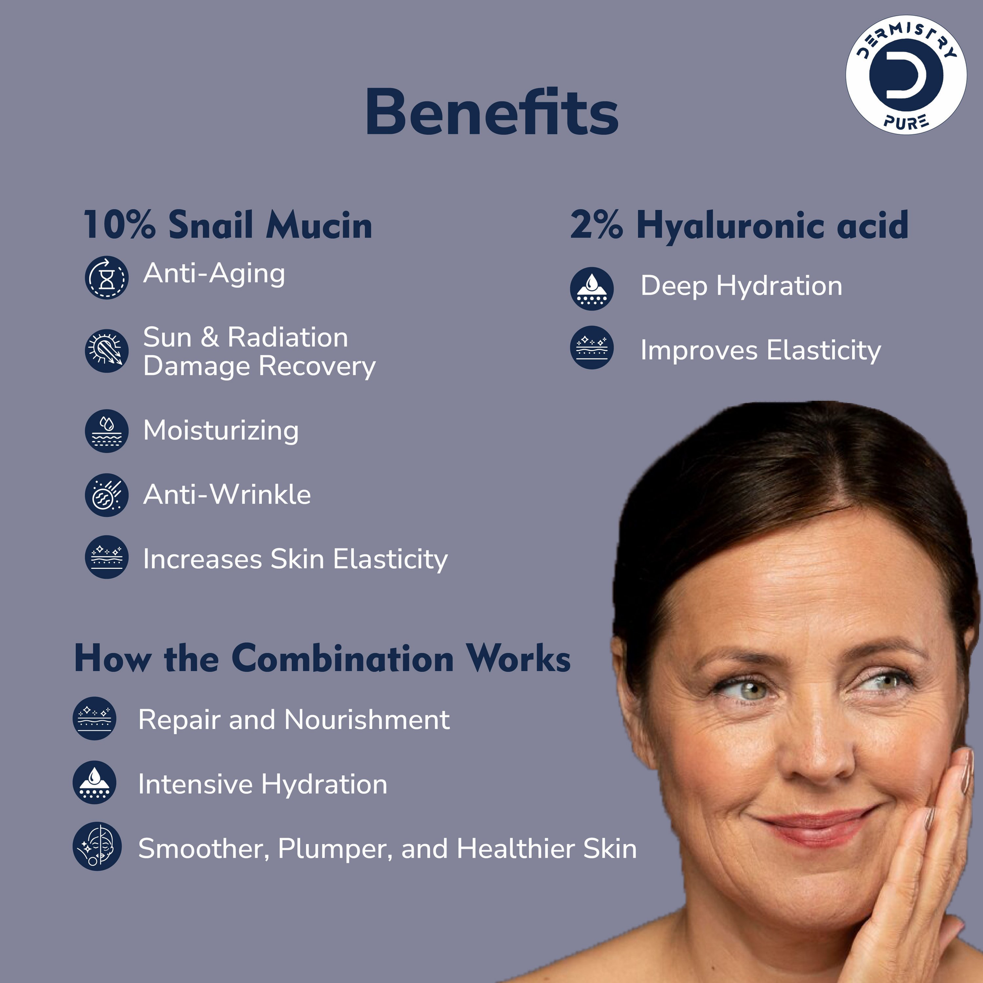 Dermistry 10% Snail Mucin96 Peptide Anti Ageing Moisturizer Skin Firming Tightening Aging Face Serum 