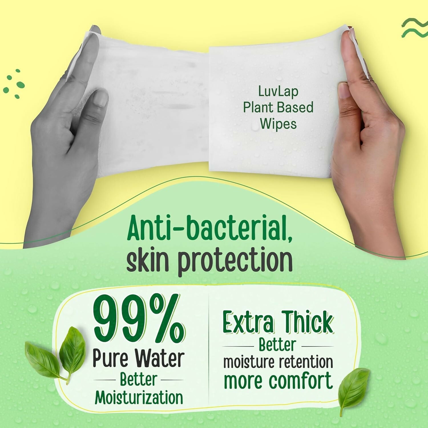 LuvLap Plant Based 99% Pure Water Extra Thick Unscented Baby Wipes