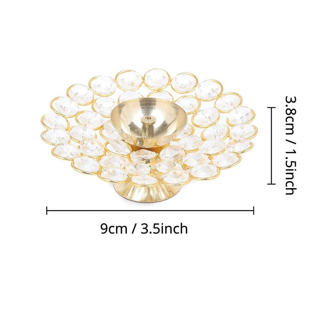 Tied Ribbons Set of 2 Gold-Toned Decorative Crystal Diyas 