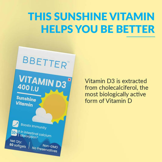 BBETTER Vitamin D3 400 IU Capsules - Grab2buy