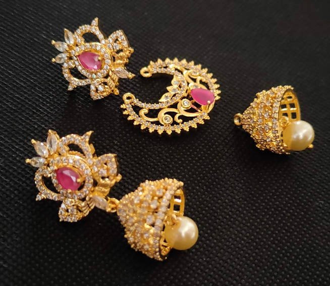 AD Rubies Designer 4 in 1 earrings  Grab2Buy Mokshi Collections Grab2Buy