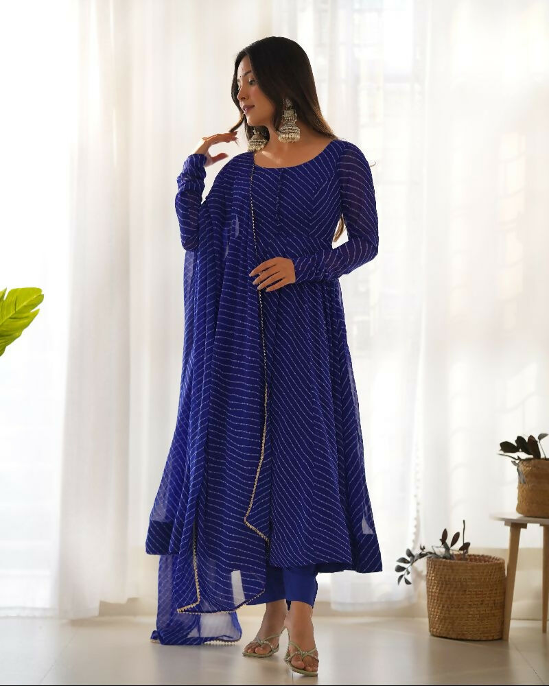 Joban Fashion Royal Blue Kurta Set Georgette Sequence Embroidery Work 
