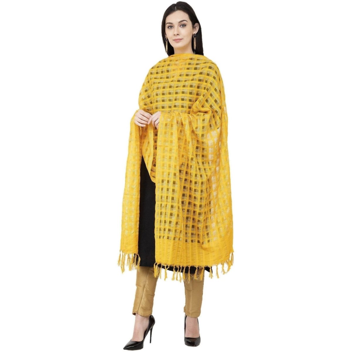 A R Silk Golden Box Regular Dupatta Yellow Color Dupatta or Chunni 