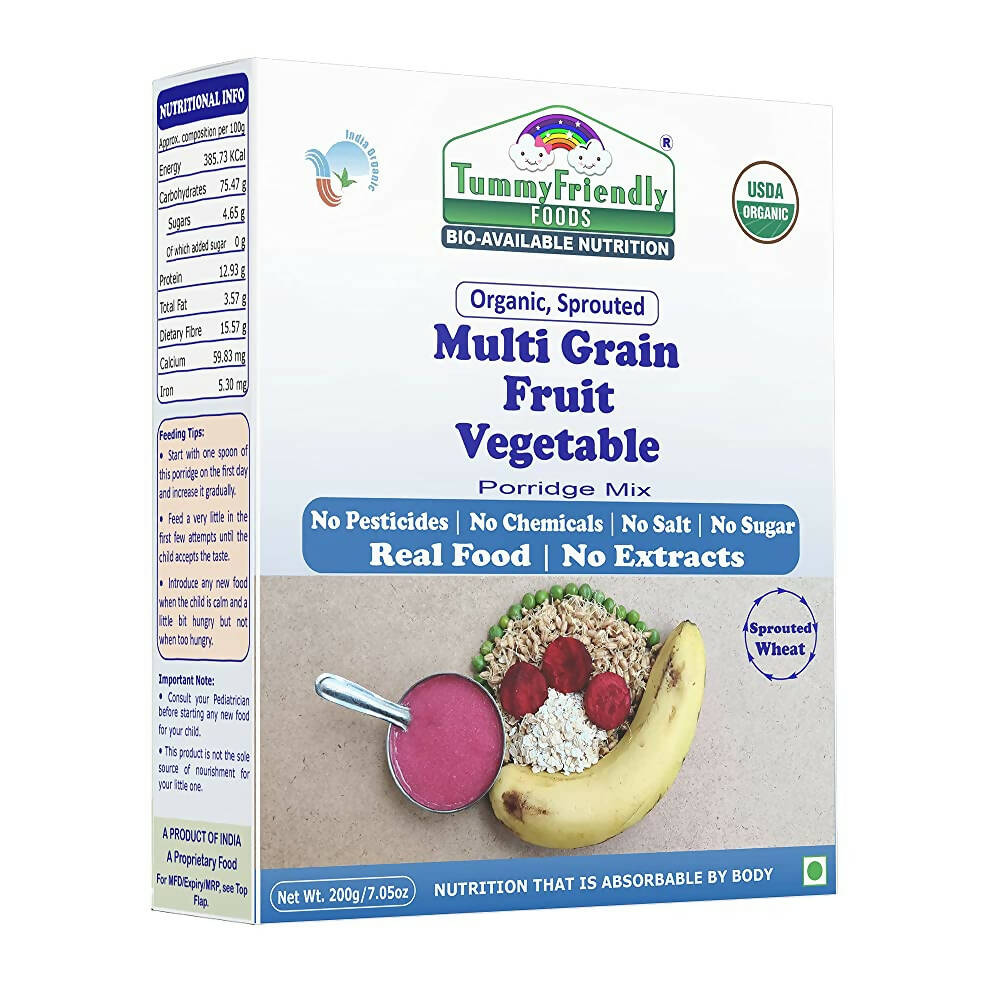 TummyFriendly Foods Organic Sprouted MultiGrain Fruit Vegetable Porridge Mix  Grab2Buy TummyFriendly Foods Grab2Buy