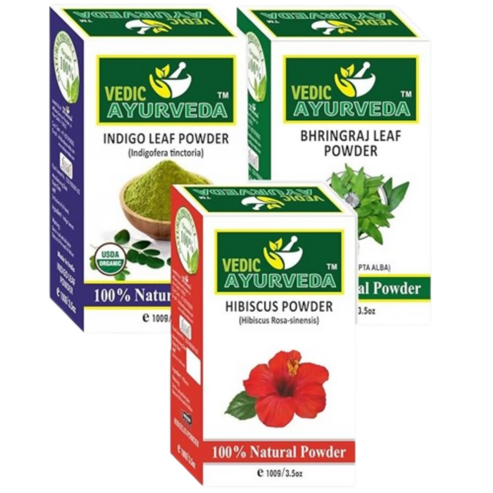 VedicAyurveda Indigo, Bhringraj, Hibiscus Powder  Grab2Buy VedicAyurveda Grab2Buy
