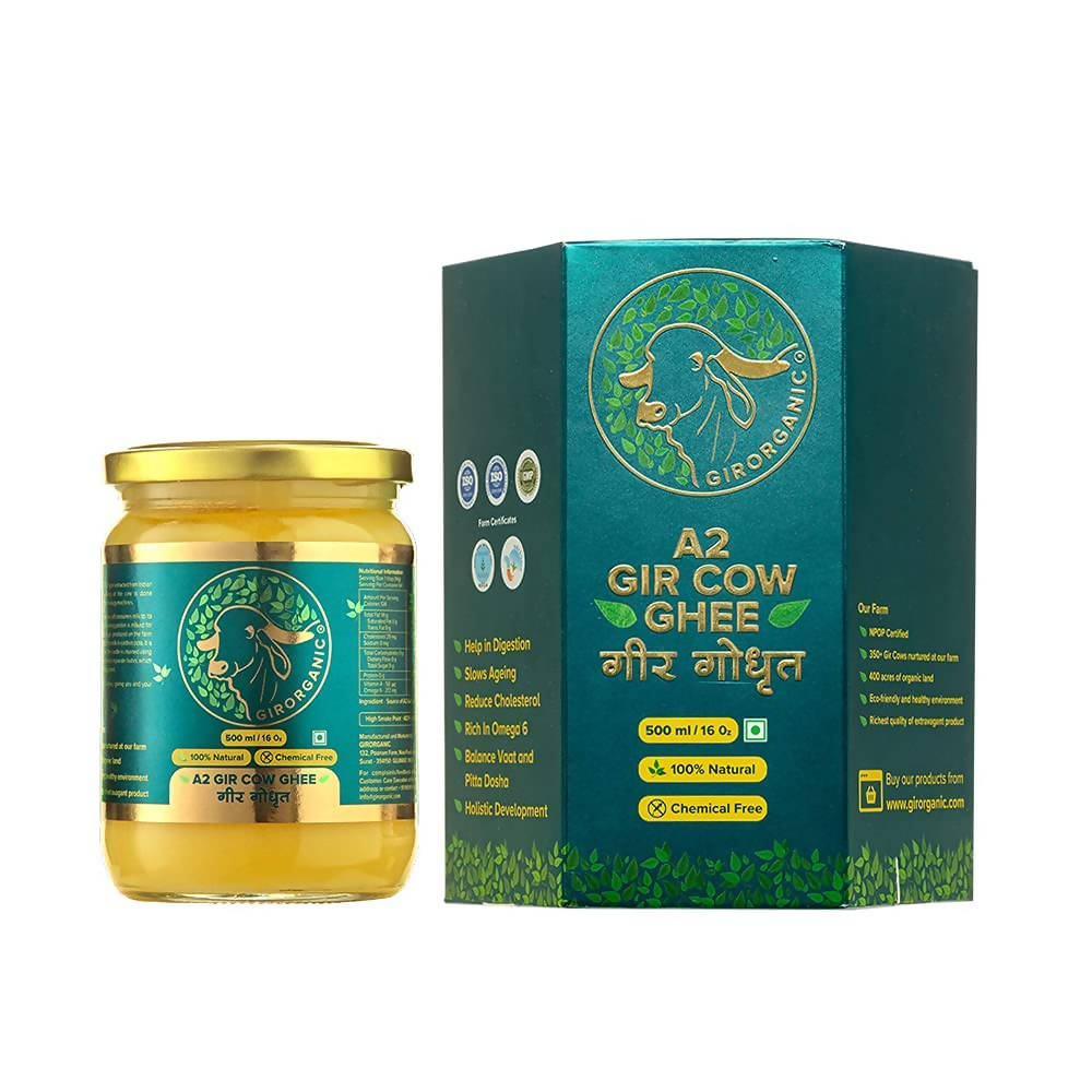 GirOrganic A2 Gir Cow Ghee - Pure A2 Gir Cow Ghee, Organic Grass Fed Ghee 
