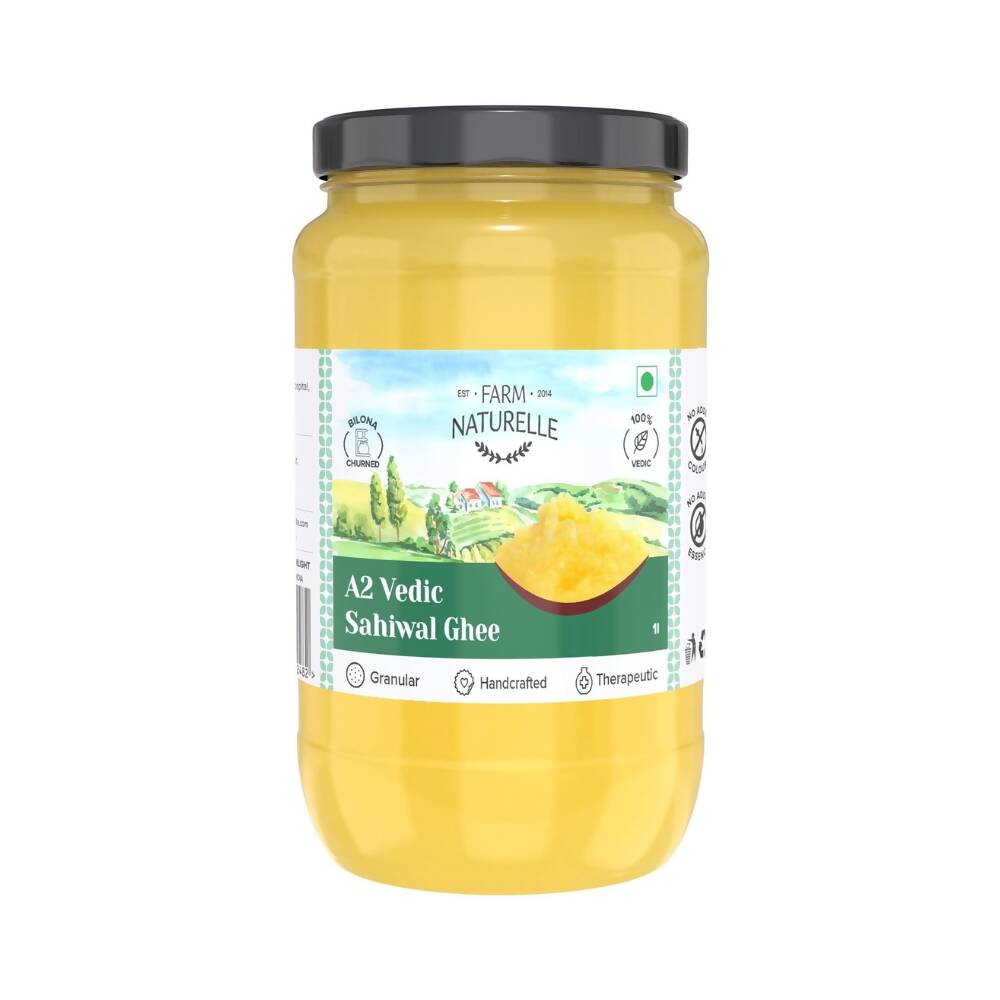 Farm Naturelle A2 Vedic Sahiwal Ghee - Desi Cow Ghee | Natural, Healthy, and Pure | Cultured Cow Ghee 