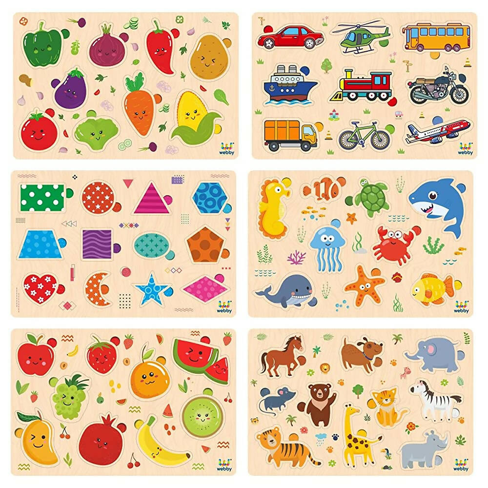 Webby Wooden Educational Puzzle for Preschool Kids- Set of 6  Grab2Buy Webby Grab2Buy