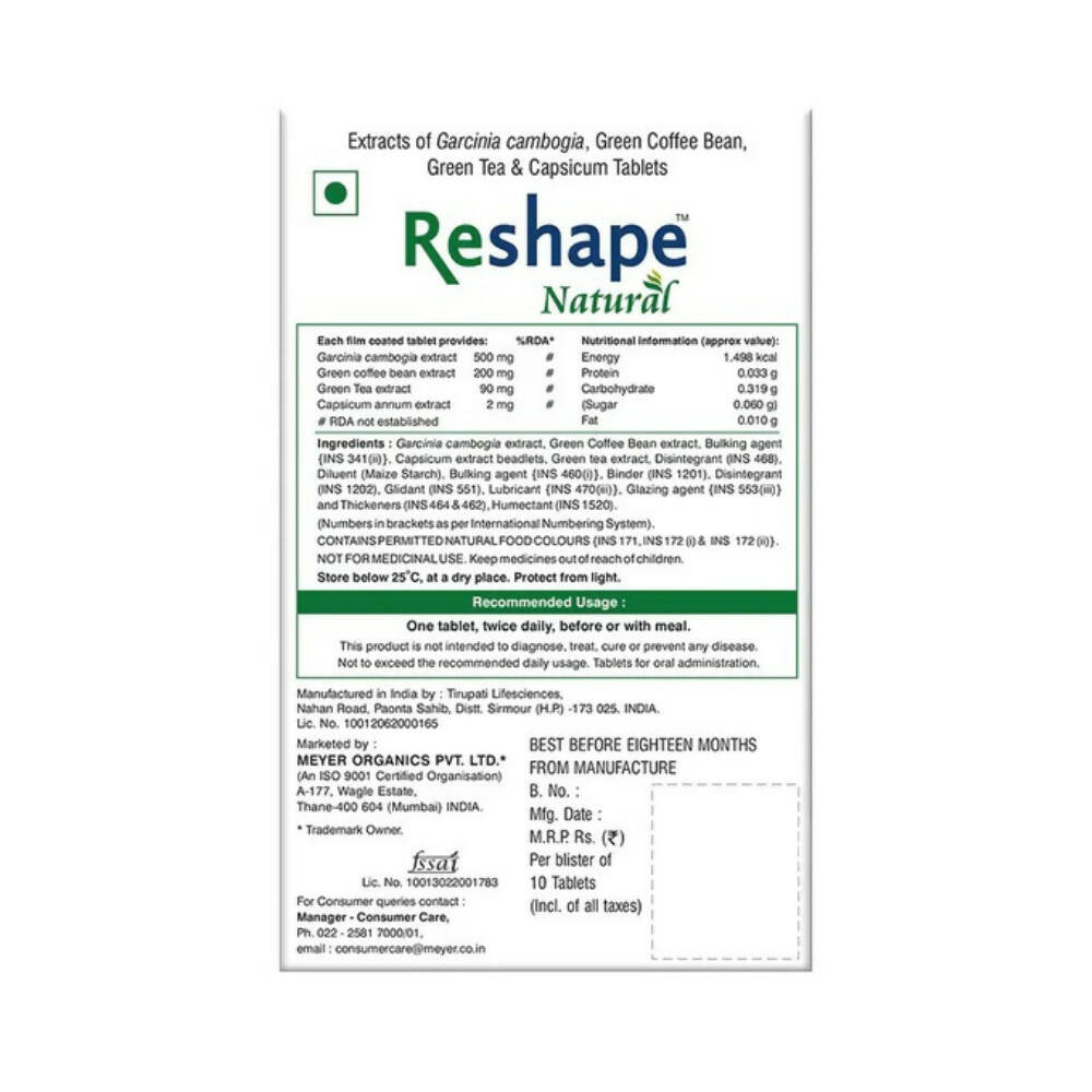 Meyer Organics Reshape Natural Tablets 