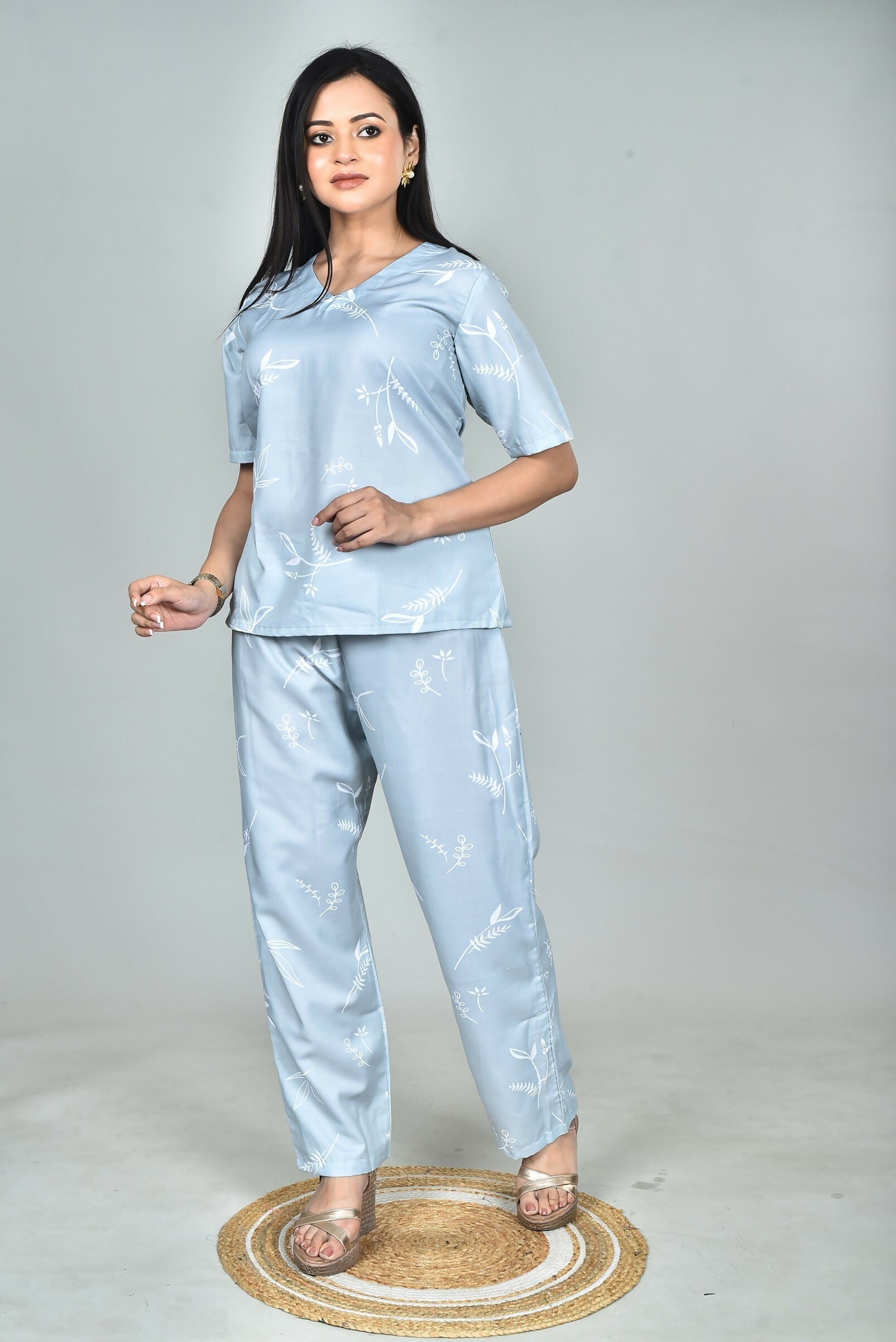 Morchari Digital Print Semi Muslin Co-Ord Set Top & Trouser-Multicolor 