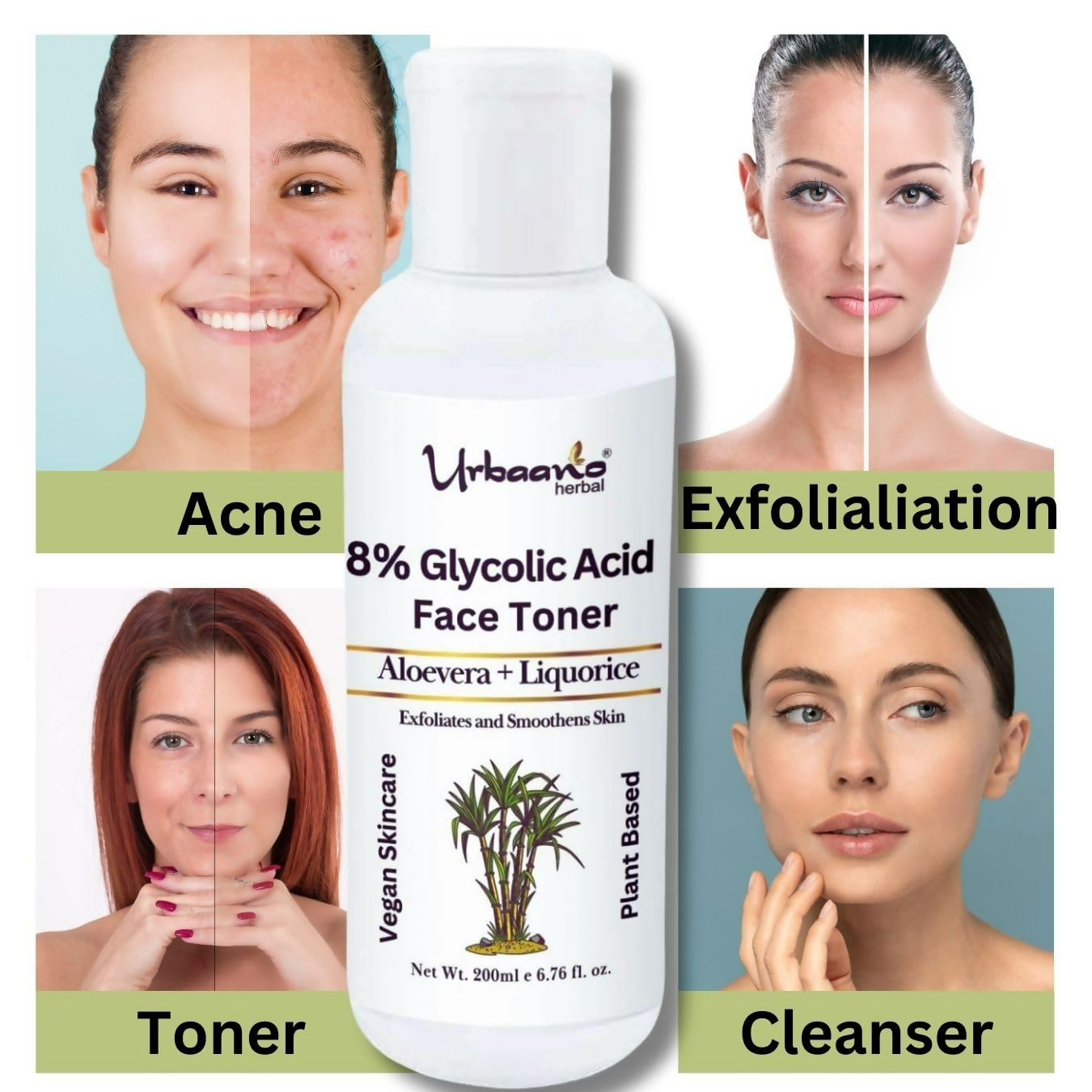 Urbaano Herbal 8% Glycolic Acid Toner For Glowing Skin  Grab2Buy Urbaano Herbal Grab2Buy