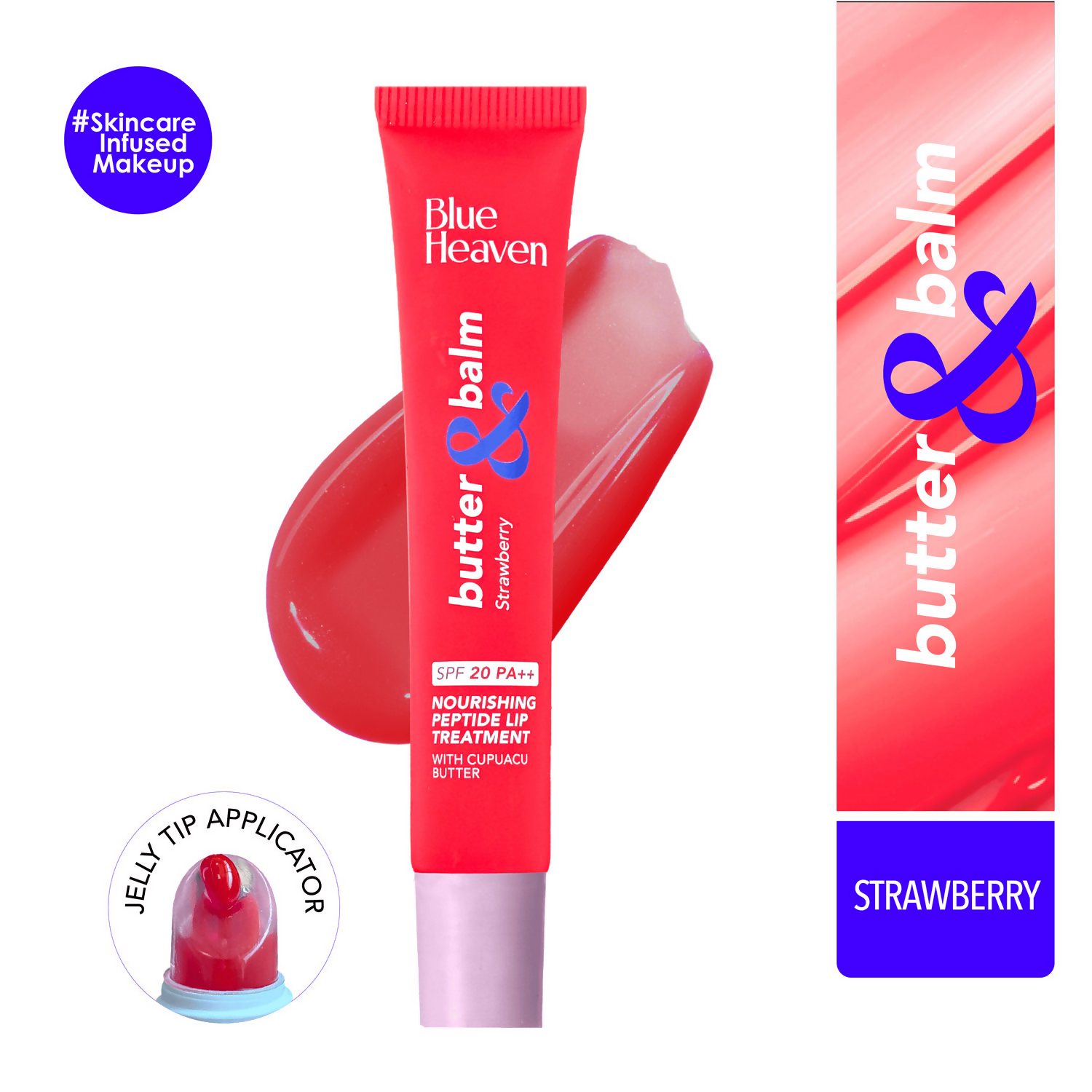 Blue Heaven Butter & Balm Peptide Based Tinted Lip Balm With Spf 20 Pa++ - Strawberry 