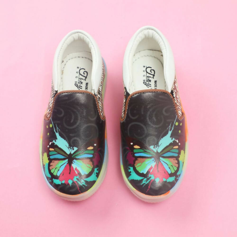 Tiny Bugs Unisex Butterfly Printed Slip Ons Sneakers - Black  Grab2Buy Tiny Bugs Grab2Buy