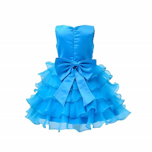 Asmaani Baby Girl's Sky Blue Color Satin Knee Length Frock (AS-dress_22071) - Grab2buy