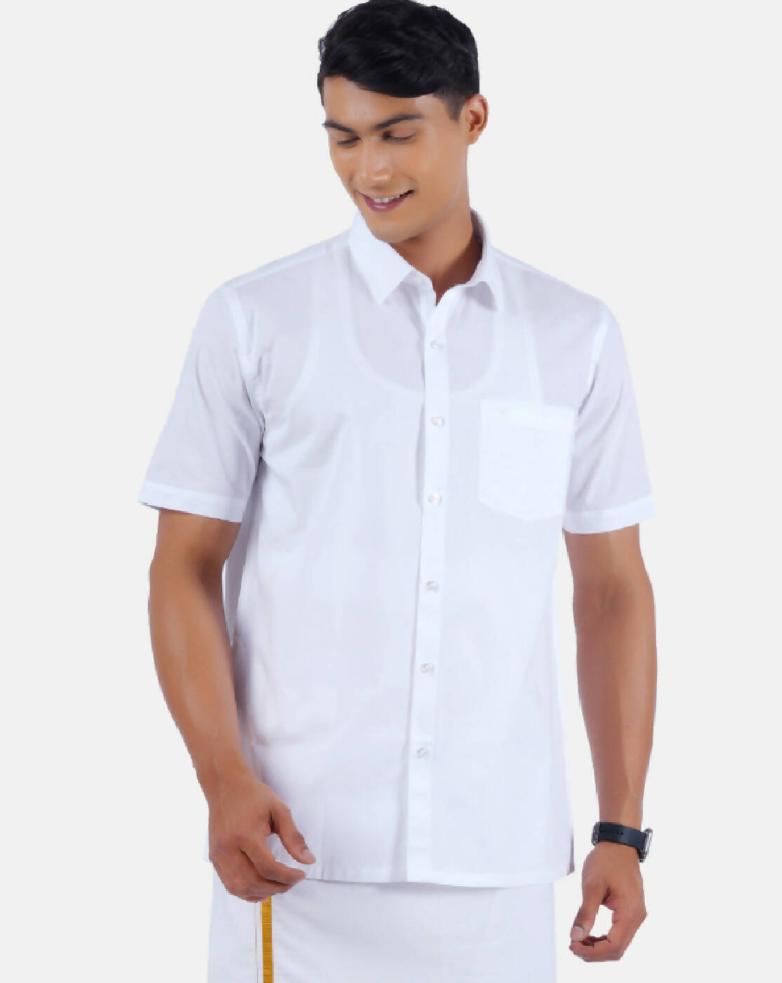 Ramraj Cotton Mens 100% Cotton Half Sleeve White Shirt 