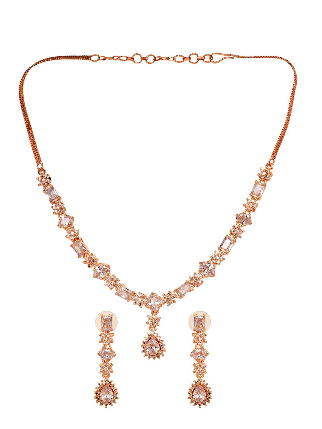 Saraf RS Jewellery Rose Gold Plated AD Studded Designer Jewellery Set - Grab2buy