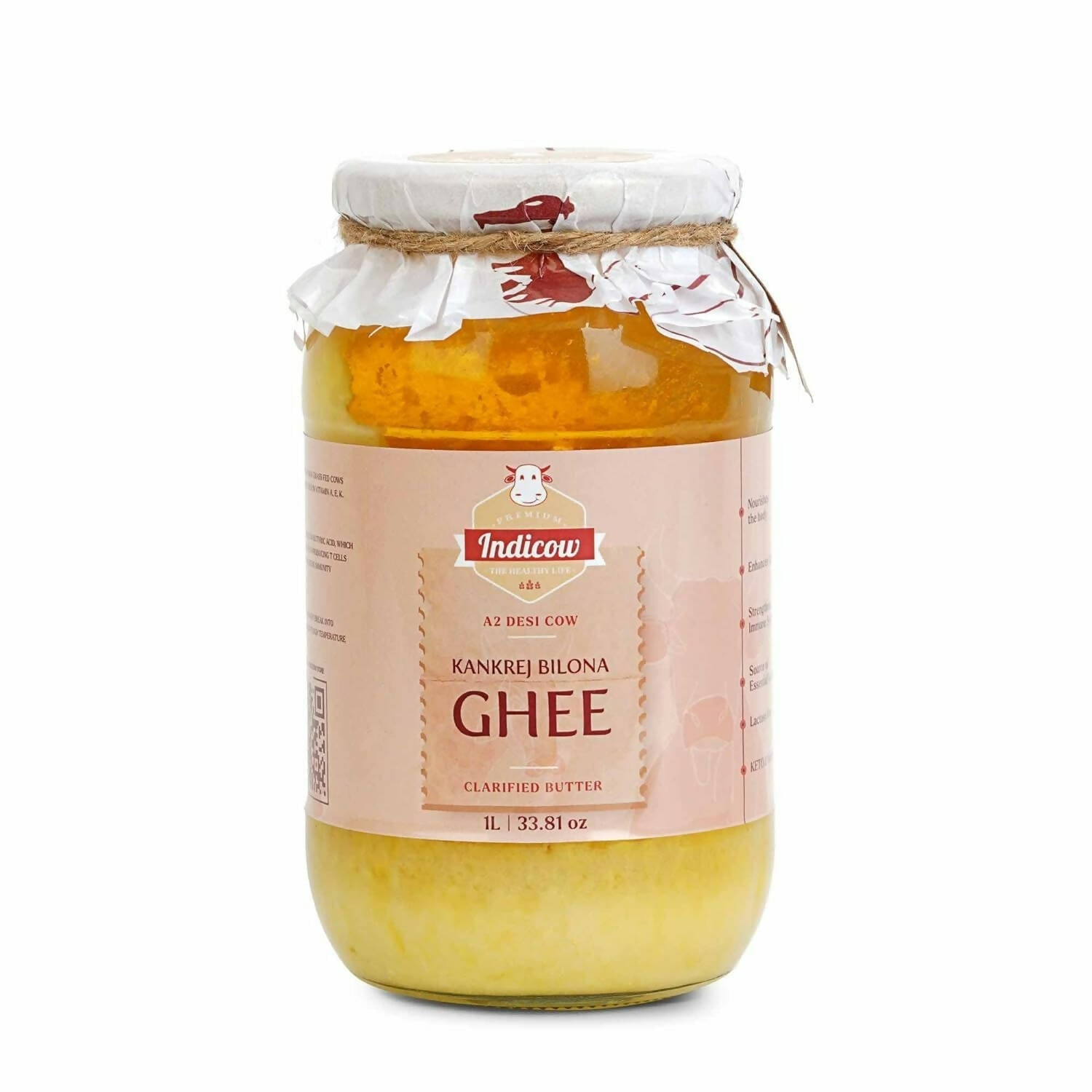 Indicow Foods Kankrej Bilona A2 Cow Ghee | 100% Desi Cow Ghee | Premium A2 Desi Ghee | Cultured Cow Pure Ghee | Grab2Buy