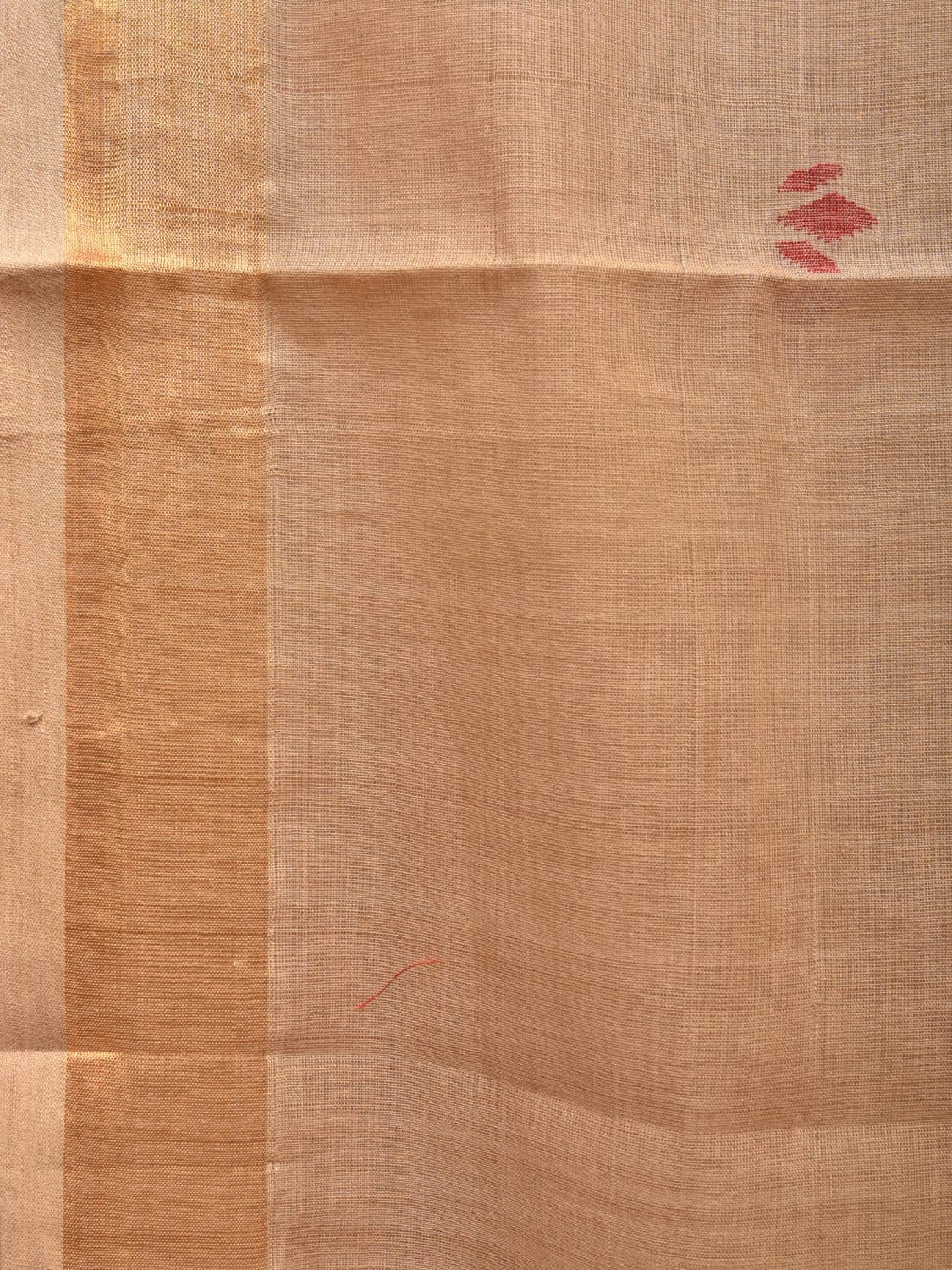 Fawn Khadi Cotton Handloom Grab2Buy with Plants Pallu Design - Global Threads 