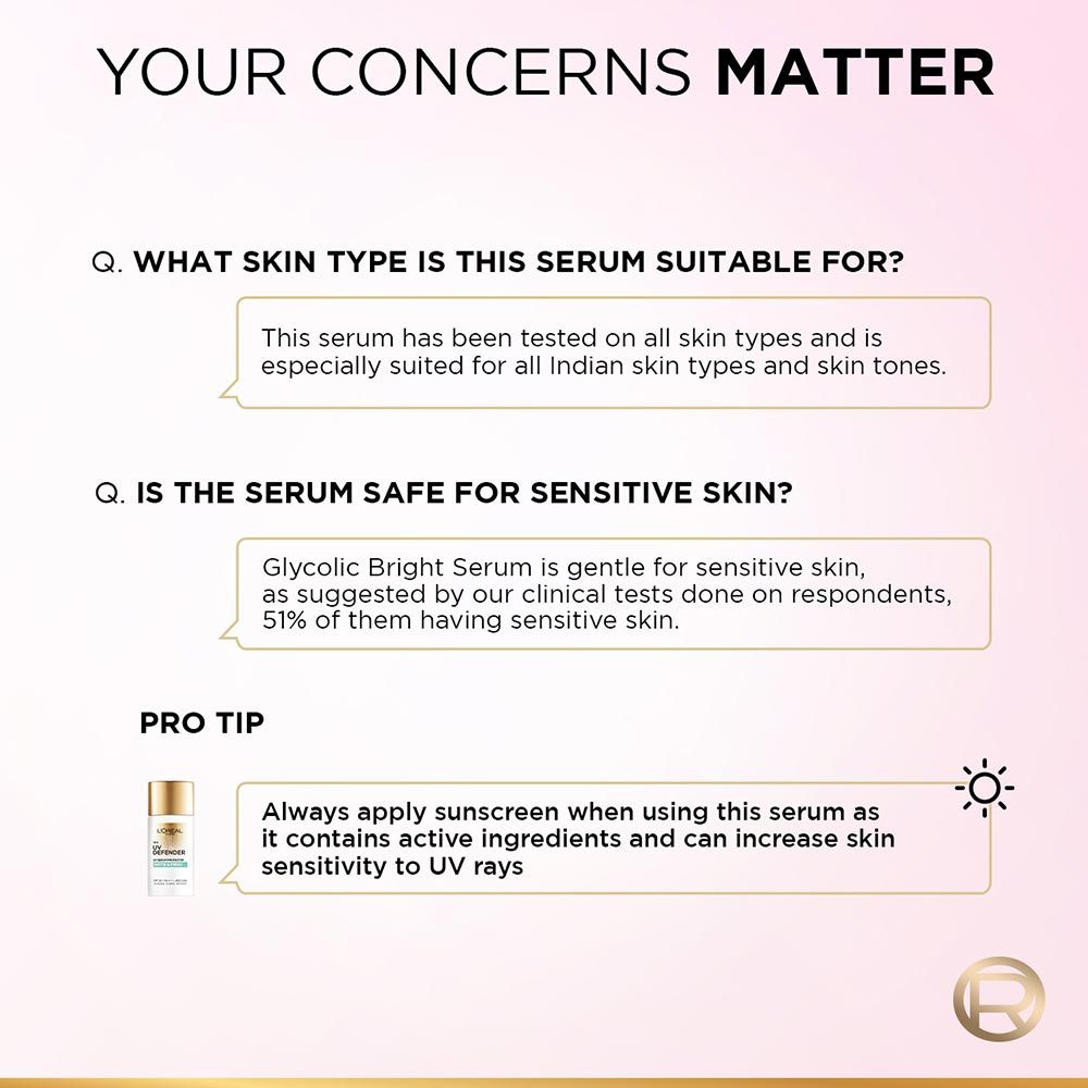 L'Oreal Paris Glycolic Bright 8% [Melasyl + Niacinamide] Face Serum For Brightening Dark Spots - Grab2buy