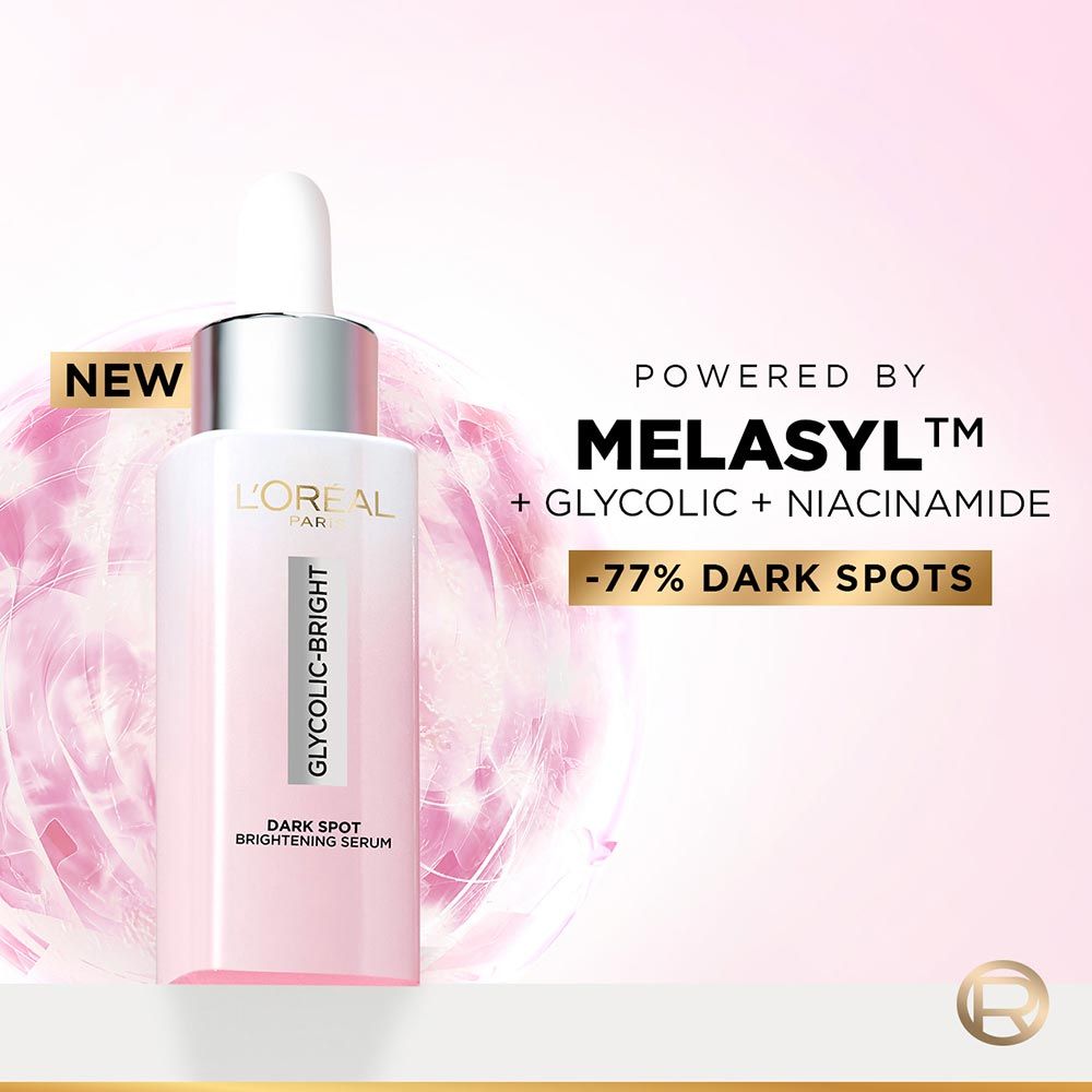 L'Oreal Paris Glycolic Bright 8% [Melasyl + Niacinamide] Face Serum For Brightening Dark Spots - Grab2buy