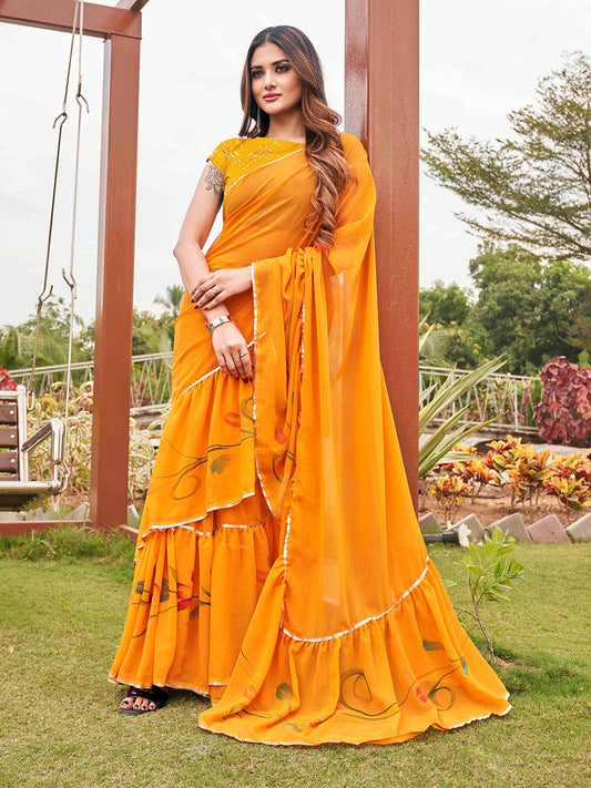Tikhi Imli Mustard Yellow Gotta Patti Ruffles Grab2Buy 