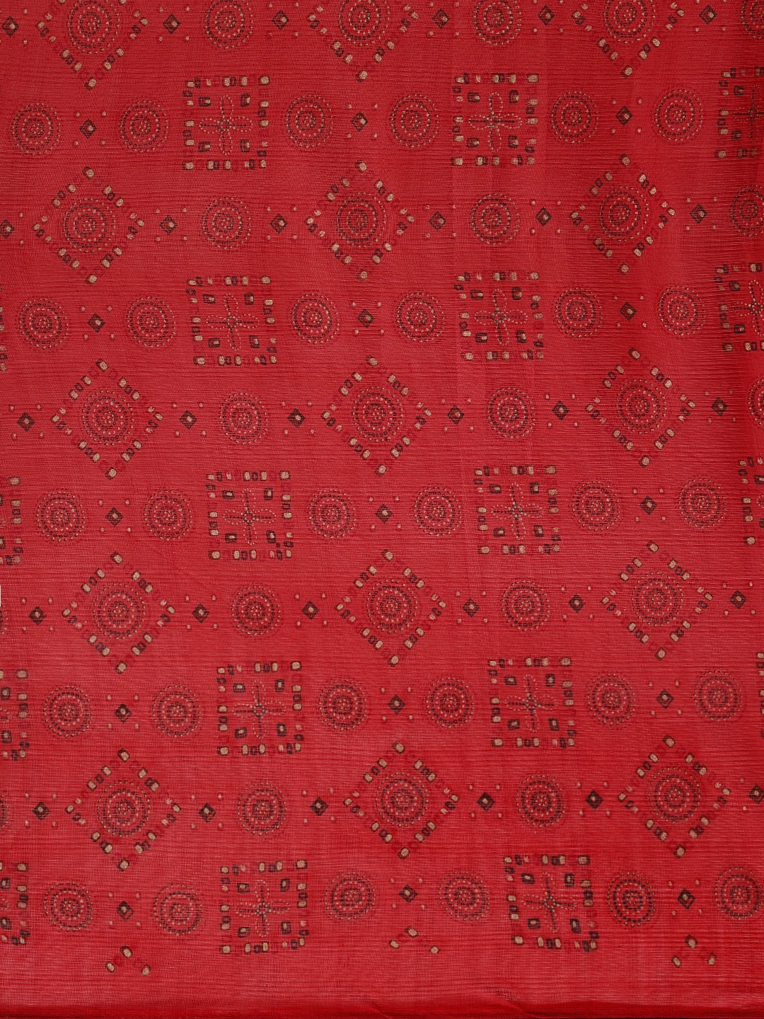 Saree Mall Red Pure Chiffon Tribal Print Bandhani Saree