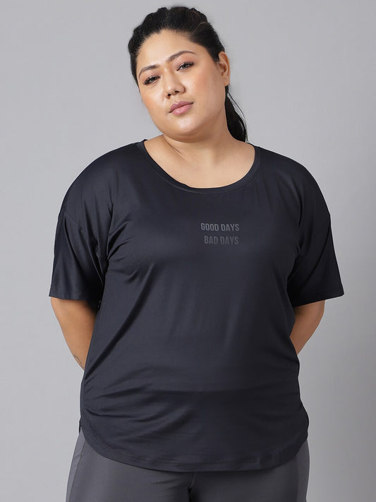 MKH Plus Size Typography Printed Dri-FIT Sports T-Shirt 
