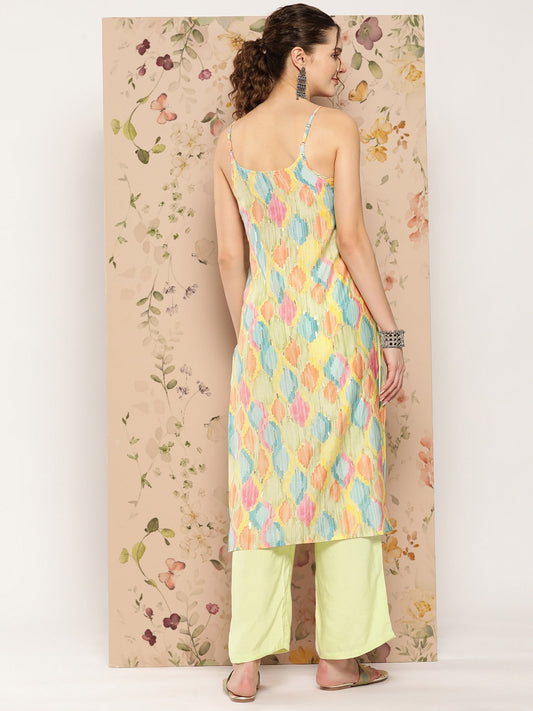 HERE&NOW Abstract Printed Straight Kurta with Solid Palazzos